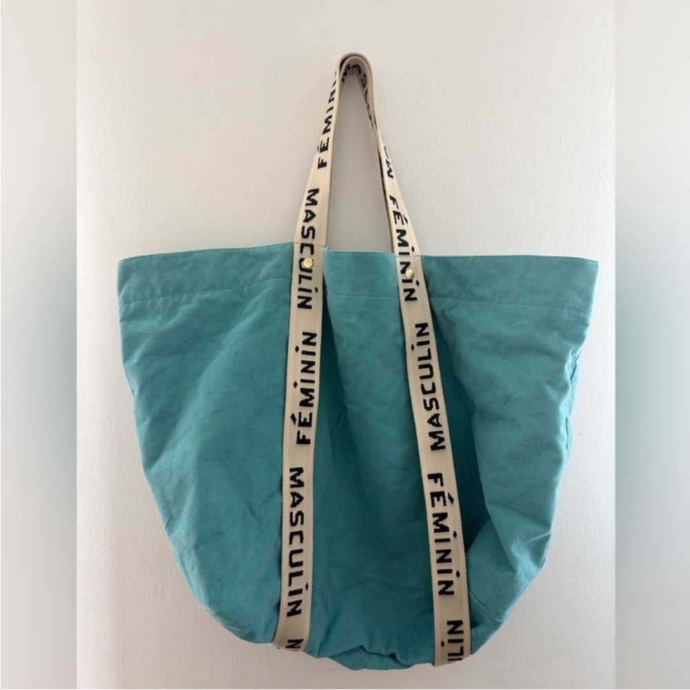 Clare V. Giant Tropezienne Tote - Teal